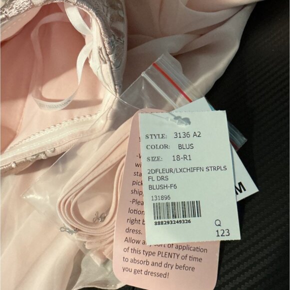 NEW Dessy Collection Strapless Floral Embroidered Corset Maxi Dress Blush 18 - Picture 10 of 14